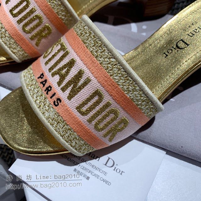 DIOR女鞋 迪奧2021專櫃新款磨砂新大底涼拖 Dior一字型刺繡平拖  naq1507